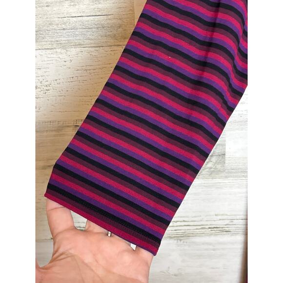 Chico’s Women’s Large Pink Stripe Asymmetrical Stretch Long Sleeve Maxi Dress - Picture 5 of 7